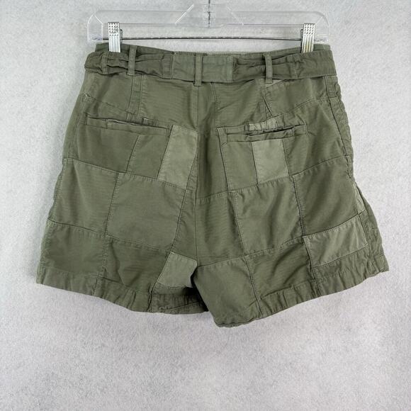 J.Crew Women's Size 4 Limited Edition Green Patchwork D-Ring Belted Shorts Beach - Picture 3 of 9